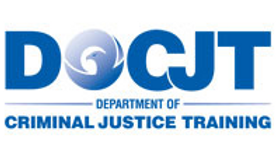 Logo of the Department of Criminal Justice Training. Large blue letters spell 'DOCJT,' with a circular eagle emblem inside the 'O.' Below it reads 'Department of Criminal Justice Training' in smaller blue text.