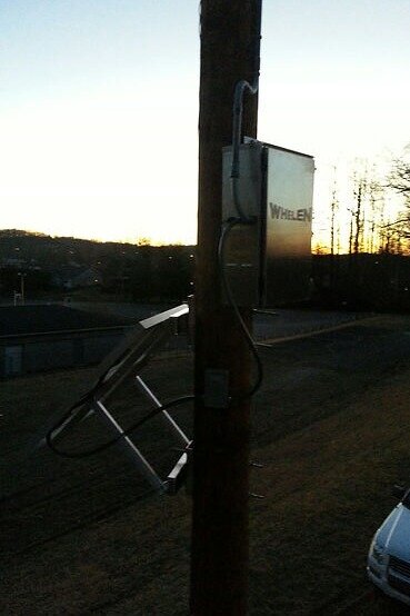 Warning siren on pole